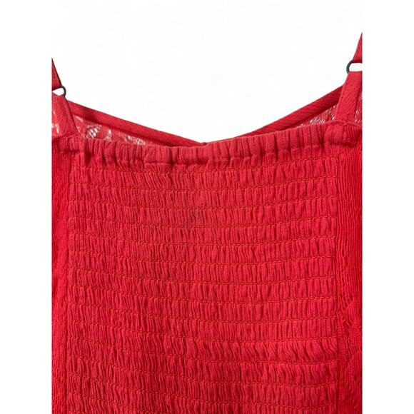 ROXY | L | Dress Sundress Swim Beach Cover-up Lace Ruffle Sleeveless Womens Red - Picture 7 of 7